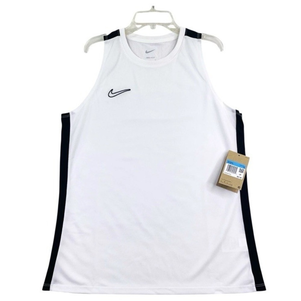 NWT Nike Dri-FIT Academy Soccer Top Sz MED Women White Black DR1332-100 Tank Top